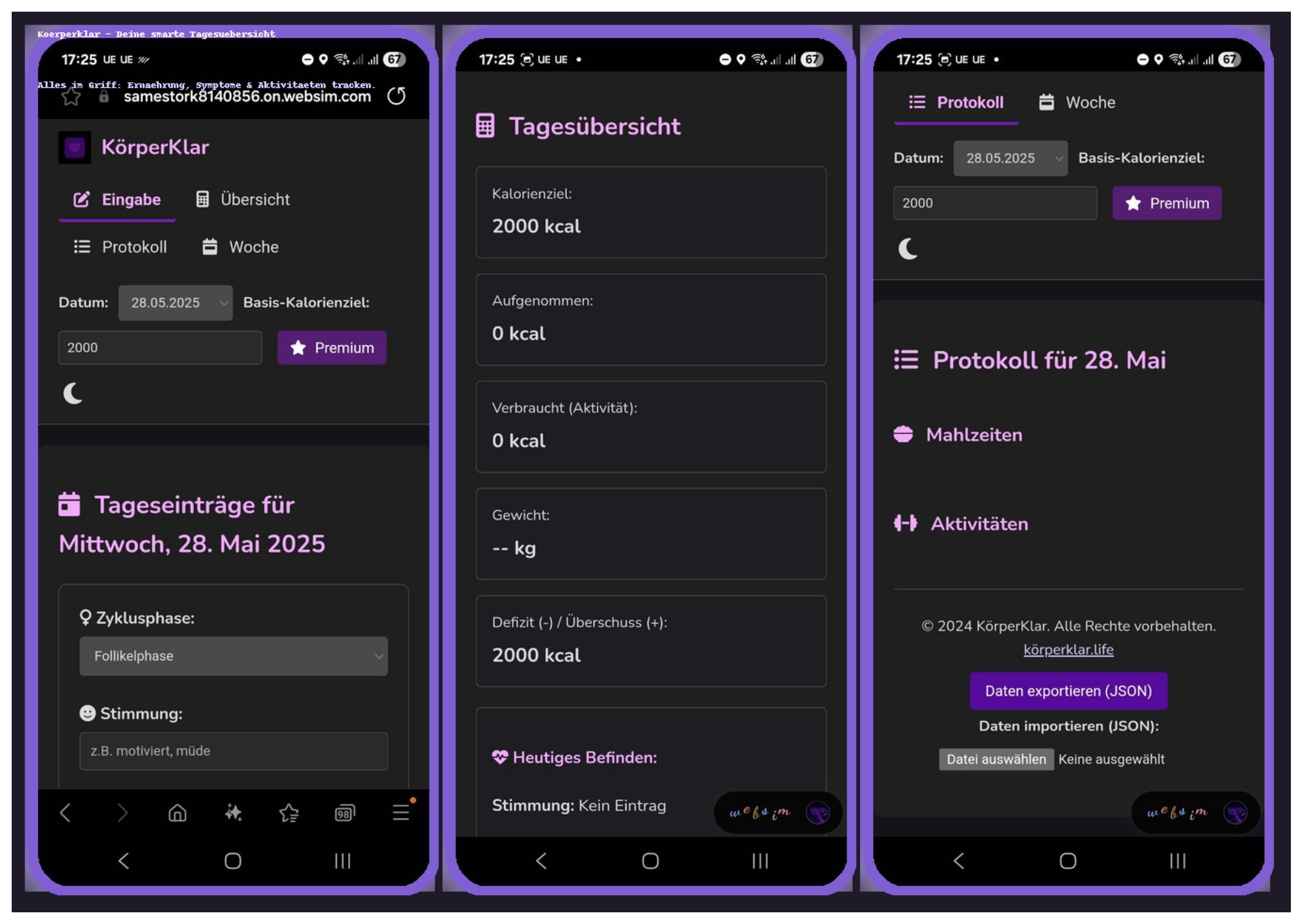 App-Screenshot Körperklar